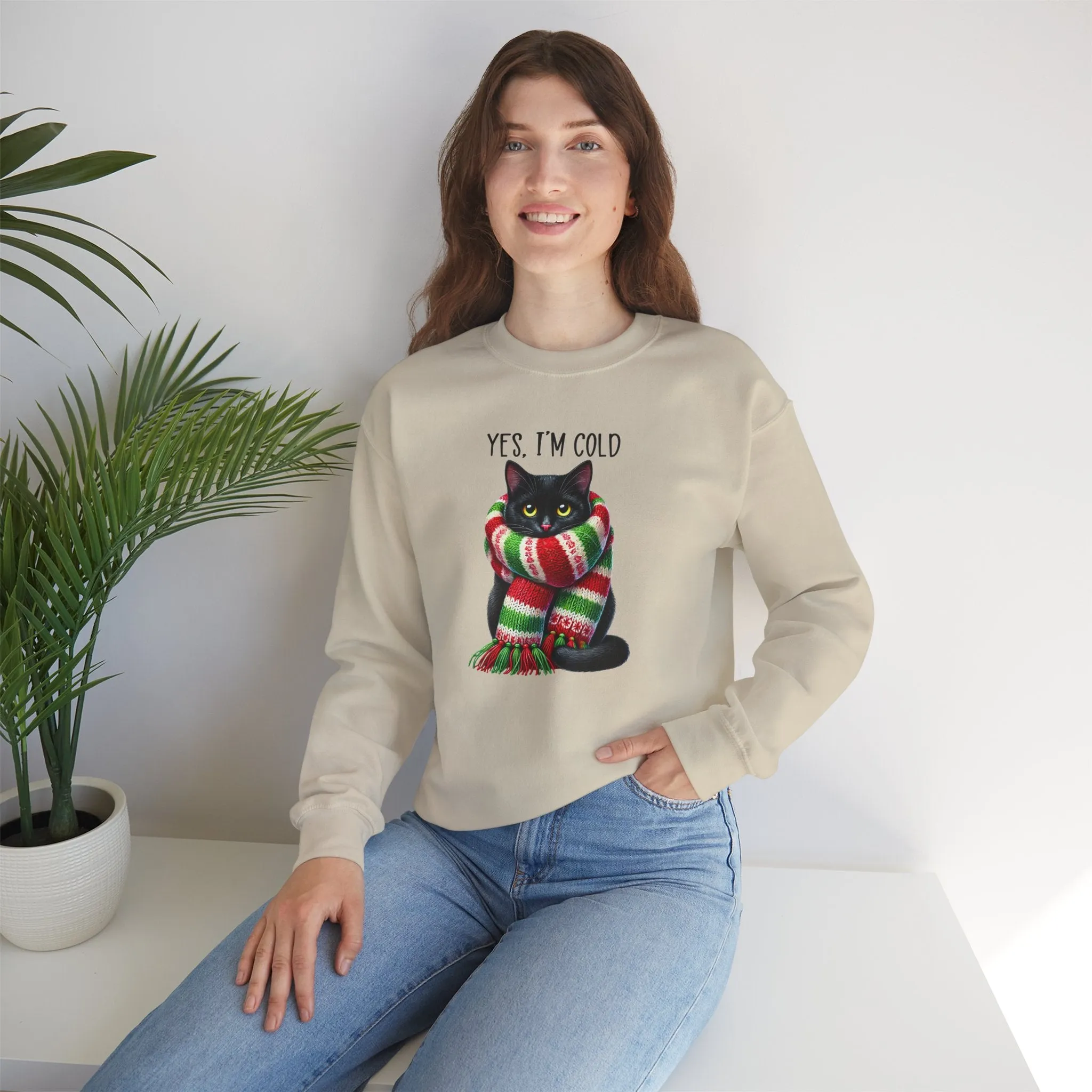 Cozy Cat Sweatshirt - Yes, I'm Cold Design
